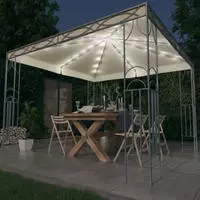 vidaXL Pavillon mit LED-Lichterkette 300x300 cm Cremewei&szlig;