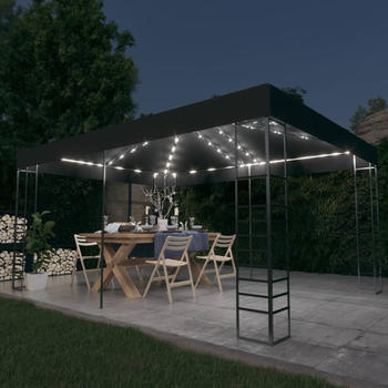 vidaXL Pavillon mit LED-Lichterkette 3 x 4 m anthrazit (3070308)
