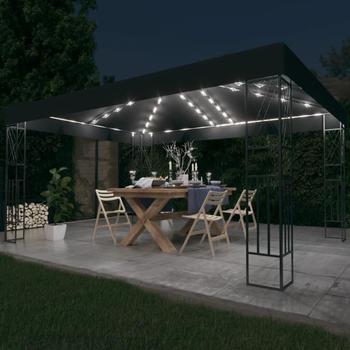 vidaXL Pavillon mit LED-Lichterkette 3 x 4 m anthrazit Stoff (3070329)