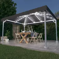 Vidaxl - Pavillon Mit Led-lichterkette 400x300 Cm Anthrazit Aluminium