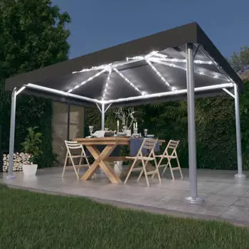 vidaXL Pavillon mit LED-Lichterkette 400 x 300 cm anthrazit Aluminium (3070352)