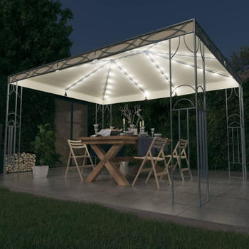 vidaXL Pavillon mit LED-Lichterkette 400 x 300 cm cremeweiß (3070340)