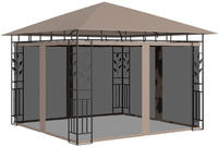 vidaXL Pavillon mit Moskitonetz 3x3x2,73 m Taupe 180 g/m&sup2;