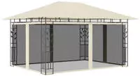 vidaXL Pavillon mit Moskitonetz 4x3x2,73 m Creme 180 g/m&sup2;