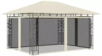 vidaXL Pavillon mit Moskitonetz 4 x 3 x 2,73 m creme 180 g/m² (47970)