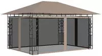vidaXL Pavillon mit Moskitonetz 4x3x2,73 m Taupe 180 g/m&sup2;