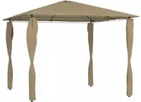 vidaXL Pavillon mit Pfostenabdeckungen 3x3x2,6 m Taupe 160 g/m2