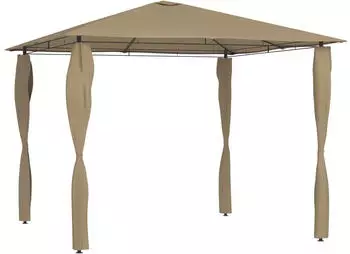 vidaXL Pavillon mit Pfostenabdeckungen 3 x 3 x 2,6 m taupe 160 g/m² (313606)