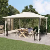 vidaXL Pavillon mit Seitenw&auml;nden & Doppeldach 3x4 m Creme