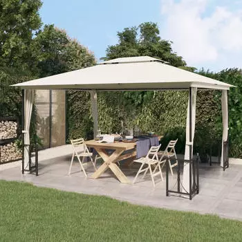 vidaXL Pavillon mit Seitenw&auml;nden & Doppeldach 3 x 4 m creme (318543)