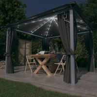 Vidaxl - Pavillon Mit Vorh&auml;ngen & Led-lichterkette 3x3 M Anthrazit Alu