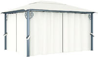 vidaXL Pavillon mit Vorh&auml;ngen 400 x 300 cm Creme Aluminium