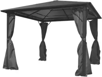 vidaXL Pavillon mit Vorhängen anthrazit Aluminium 300 x 300 cm (44889)