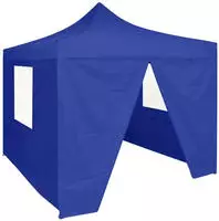 vidaXL Profi-Partyzelt Faltbar mit 4 Seitenw&auml;nden 2&times;2m Stahl Blau