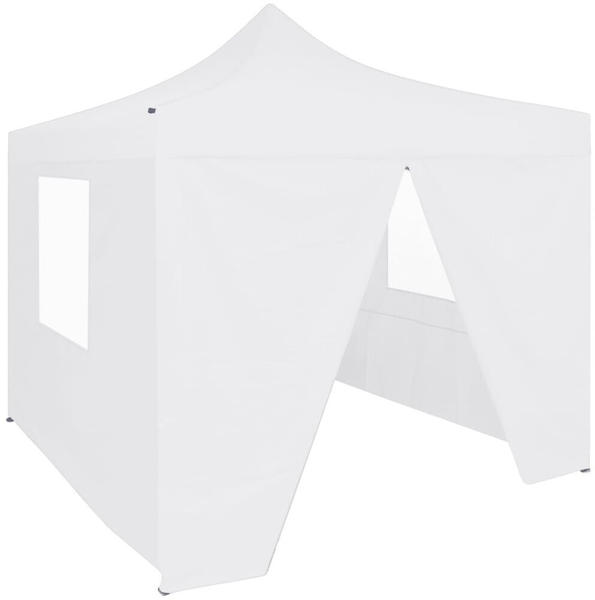 vidaXL Profi-Partyzelt faltbar mit 4 Seitenwänden 2 x 2 m Stahl weiß (48888)