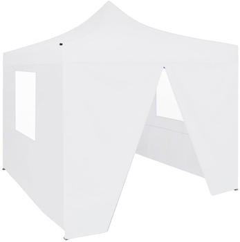 vidaXL Profi-Partyzelt faltbar mit 4 Seitenwänden 3 x 3 m Stahl weiß (48861)