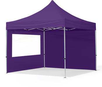 Toolport Faltpavillon Economy Alu 32 mm Seitenteile mit Panoramafenster lila 3 x 3 m (59009)