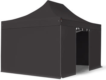 Toolport Faltpavillon Premium Stahl 40 mm Seitenteile ohne Fenster schwarz 3 x 4,5 m (600042)