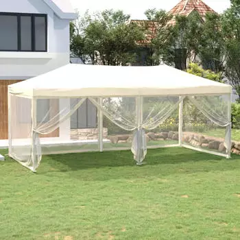 vidaXL Partyzelt faltbar mit Seitenwänden creme 3 x 6 m (93550)