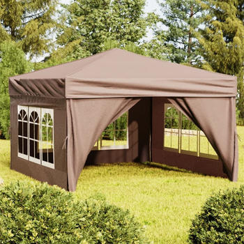vidaXL Partyzelt faltbar mit Seitenwänden taupe 3 x 3 m (93526)