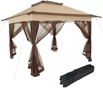 TecTake Faltpavillon Carabobo 3,64 x 3,64 x 2,94 m braun