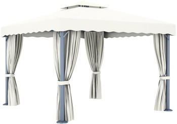 vidaXL Garden Gazebo with Curtains and LED Lights 3x3m Creme