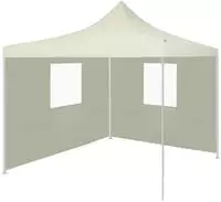 vidaXL Faltzelt mit 2 W&auml;nden 291x291x315 cm Cremewei&szlig;