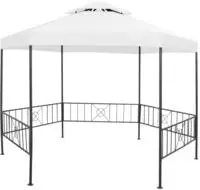 vidaXL Gartenpavillon 323x275x265 cm Wei&szlig; 180 g/m2