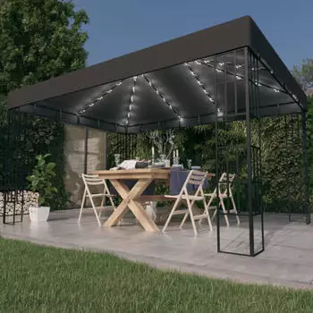vidaXL Pavillon mit LED-Lichterkette 3 x 4 m anthrazit (3070323)