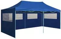 vidaXL Profi-Partyzelt Faltbar mit 4 Seitenw&auml;nden 3&times;6m Stahl Blau