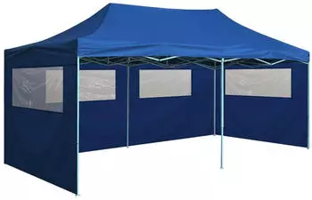 vidaXL Profi-Partyzelt faltbar mit 4 Seitenw&auml;nden 3 x 6 m Stahl blau (48865)
