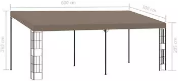 vidaXL Wand-Pavillon 6 x 3 m taupe Stoff (312262)