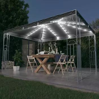 vidaXL Pavillon mit LED-Lichterkette 400 x 300 cm anthrazit (3070341)