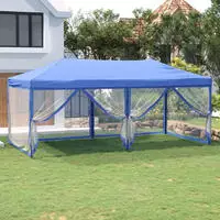 vidaXL Partyzelt Faltbar mit Seitenw&auml;nden Blau 3x6 m
