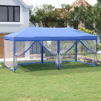 vidaXL Partyzelt faltbar mit Seitenw&auml;nden blau 3 x 6 m (93549)