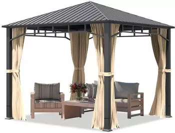 Toolport Gartenpavillon Hardtop Sunset Superior champagner 3 x 3 m (301348)