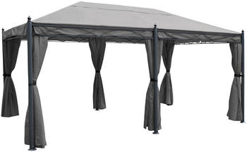 Mendler Pergola Cadiz 7 cm Gestell mit Seitenwand + Moskitonetz 5 x 3 m grau