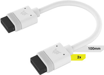 Corsair iCUE LINK-Kabel 2x 100 mm mit geraden Anschlüssen weiß (CL-9011129-WW)