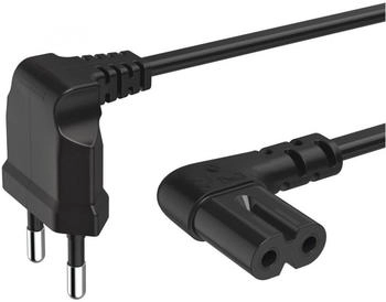 Hama Netzkabel, beidseitig gewinkelt, Euro-Stecker, Doppelnut/C7, 3 m, Schwarz (00221101)