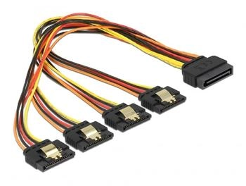 DeLock SATA Stromadapter Kabel 15 Pin Stecker > 4x SATA 15 Pin Buchse, 30 cm (60157)