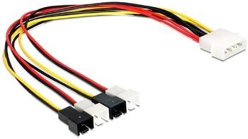 DeLock Stromkabel Molex 4-Pin zu 4x 2-Pin Lüfter 30cm (83343)