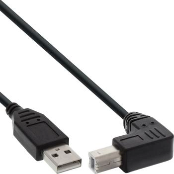 InLine USB 2.0 Kabel, A an B unten abgewinkelt, schwarz, 0,5m (34505U)