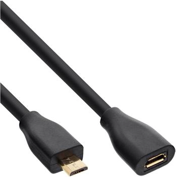 InLine Micro-USB Verl&auml;ngerungskabel, USB 2.0 Micro-B Stecker auf Buchse, schwarz, vergoldete Kontakte, 2m (32720P)