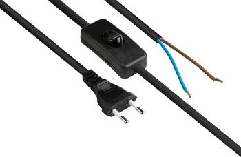 Good Connections Euro-Netzkabel Euro-Stecker Typ C mit Schalter, schwarz, 0,75 mm&sup2;, 1,5 m (P0386-S015)