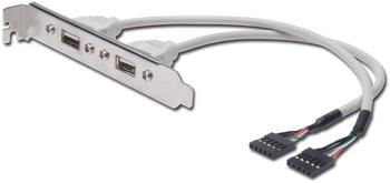 Digitus USB Slotblechkabel, 2x Typ A - 2x5pin IDC, 0,25m, beige (AK-300301-002-E)