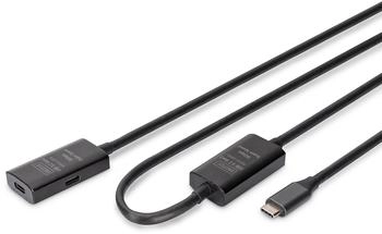 Digitus Aktives USB 3.2 Gen1 5G Verl&auml;ngerungskabel USB-C zu USB-C schwarz 10m (DA-73109)