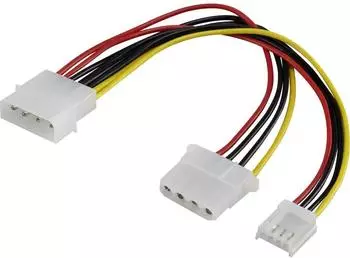 Renkforce Strom Verlängerungskabel [1x IDE-Strom-Stecker 4pol. - 1x IDE-Strom-Buchse 4pol., Floppy-Strom-Buchse 4pol.] 0.15 m Schwarz/Rot/Gelb (RF-4166421)