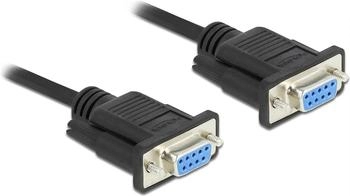 DeLock Seriell Anschlusskabel RS-232 DB9 Buchse/Buchse Nullmodem 3m Schwarz (86606)