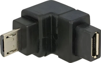 DeLock USB 2.0 Adapter Micro-B Stecker auf Micro-B Buchse 90&deg; nach unten gewinkelt (65668)