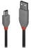 Lindy USB 2.0 Kabel Typ A an Mini-B, 0,5 m, Schwarz/Grau (36721)